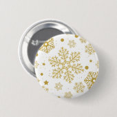 Golden sneeuwvlokken ronde button 5,7 cm (Voorkant /achterkant)