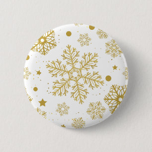 Golden sneeuwvlokken ronde button 5,7 cm