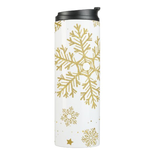 Golden sneeuwvlokken thermosbeker (Gedraaid links)