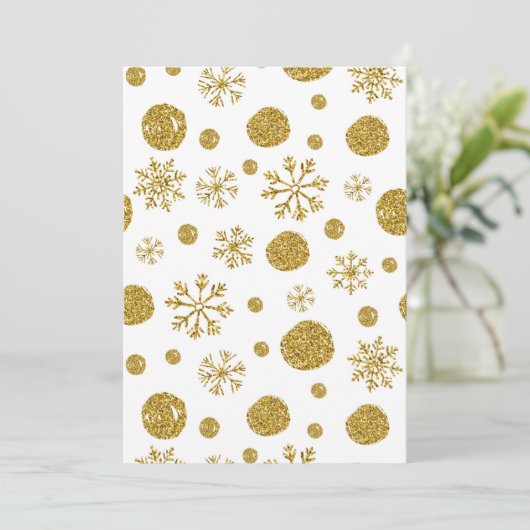 Golden Snow Flakes 1 Bedankkaart (Staand voorkant)