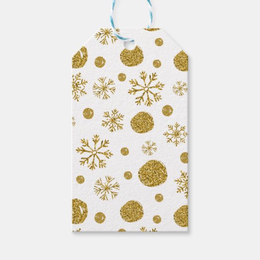 Golden Snow Flakes 1 Cadeaulabel (Voorkant)