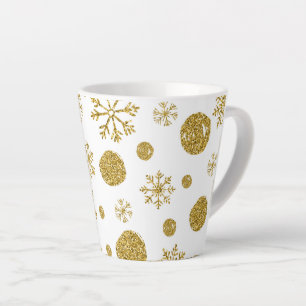 Golden Snow Flakes 1 Latte Mok