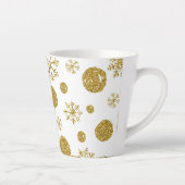 Golden Snow Flakes 1 Latte Mok (Rechts)