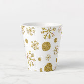Golden Snow Flakes 1 Latte Mok (Voorkant)