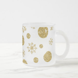 Golden Snow Flakes 1 Matglas Koffiemok