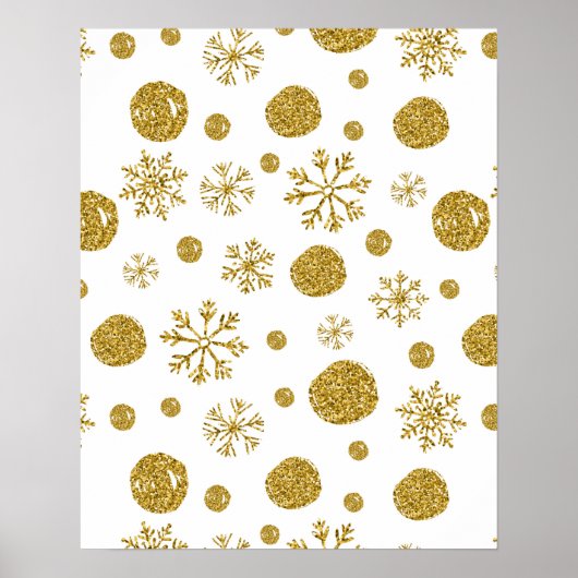 Golden Snow Flakes 1 Poster (Voorkant)