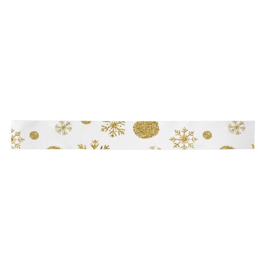 Golden Snow Flakes 1 Satijnen Lint (Voorkant)