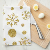 Golden Snow Flakes 1 Theedoek (Quarter Fold)