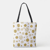 Golden Snow Flakes 1 Tote Bag (Achterkant)