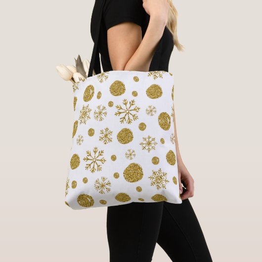Golden Snow Flakes 1 Tote Bag (Dichtbij)