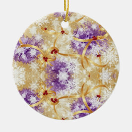 Golden Snowfall Ribbon — Elegant Christmas Design Keramisch Ornament