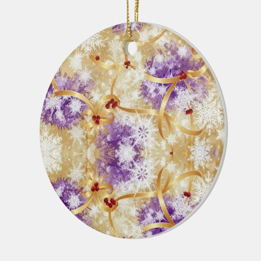 Golden Snowfall Ribbon — Elegant Christmas Design Keramisch Ornament (Links)