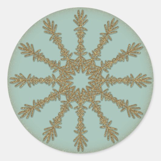 Golden Snowflake 3 Ronde Sticker (Voorkant)