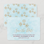 Golden Snowflake Crystals op Frosty Blue Back Kaart (Voorkant / Achterkant)