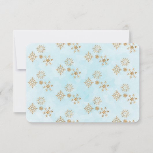 Golden Snowflake Crystals op Frosty Blue Back Kaart (Achterkant)