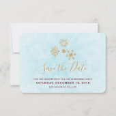 Golden Snowflake Crystals op Frosty Blue Back Kaart (Voorkant)