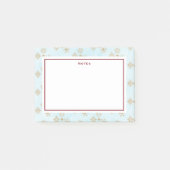 Golden Snowflake Crystals op Frosty Blue Kerstmis Post-it® Notes (Voorkant)