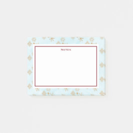 Golden Snowflake Crystals op Frosty Blue Kerstmis Post-it® Notes