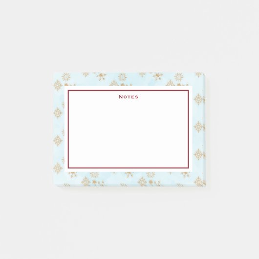 Golden Snowflake Crystals op Frosty Blue Kerstmis Post-it® Notes (Voorkant)