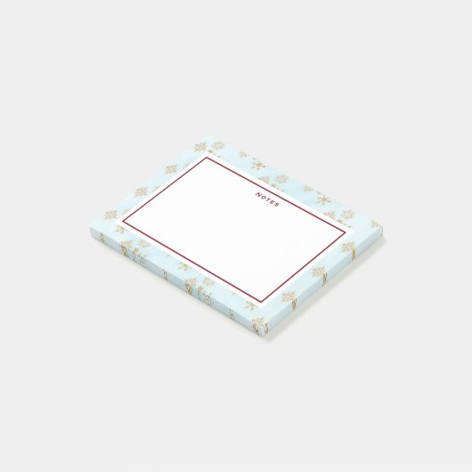 Golden Snowflake Crystals op Frosty Blue Kerstmis Post-it® Notes (Schuin)