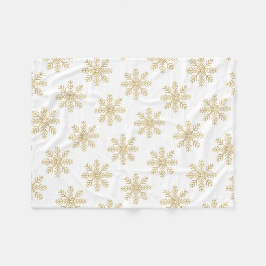 Golden Snowflake Fleece Deken (Voorkant (Horizontaal))