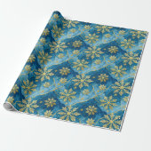 Golden Snowflake Frozen Abstract Cadeaupapier (Uitgerold)