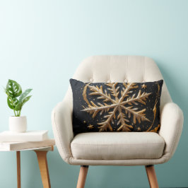 Golden Snowflake Glamour Throw Pillow Kussen