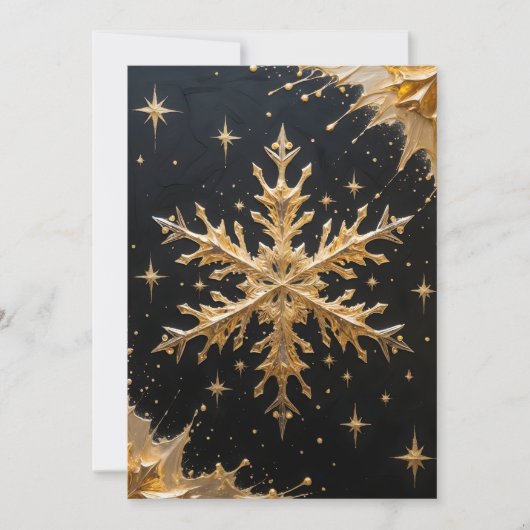 Golden Snowflake Holiday Greeting Card Feestdagenkaart (Voorkant)