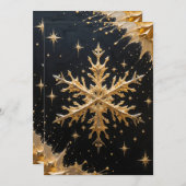 Golden Snowflake Holiday Greeting Card Feestdagenkaart (Voorkant / Achterkant)