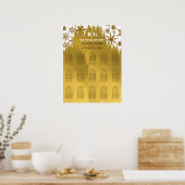Golden Snowflake kerstbruiloft Poster (Keuken)