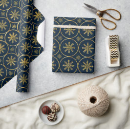 Golden Snowflake kerstcadeau inpakpapier