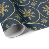 Golden Snowflake kerstcadeau inpakpapier (Rol Hoek)