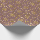 Golden Snowflake kerstcadeau inpakpapier (Hoek)