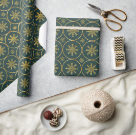 Golden Snowflake kerstcadeau inpakpapier