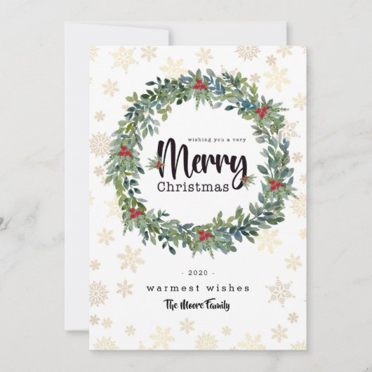 Golden Snowflake-kerstkaart Feestdagenkaart (Voorkant)