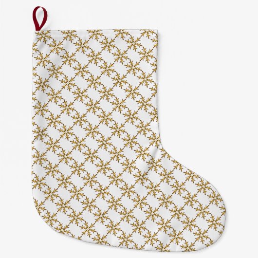 Golden Snowflake Kerstmis stoppen Grote Kerstsok (Voorkant)
