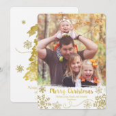 Golden Snowflake Merry-kerstkaart Feestdagenkaart (Voorkant / Achterkant)