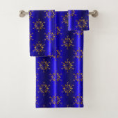 Golden Snowflake op Blauwe Kerstmis Bad Handdoek (Insitu)