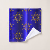 Golden Snowflake op Blauwe Kerstmis Bad Handdoek (Wasdoekje)
