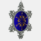 Golden Snowflake op Blauwe Kerstmis Tin Sneeuwvlok Ornament (Links)