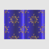 Golden Snowflake op Blauwe Kerstmis Tissuepapier (Voorkant)
