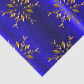 Golden Snowflake op Blauwe Kerstmis Tissuepapier (Detail)