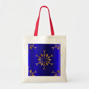 Golden Snowflake op Blauwe Kerstmis Tote Bag