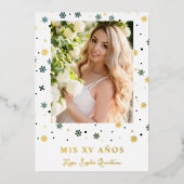 Golden Snowflake Quinceañera Folie Uitnodiging (Voorkant)