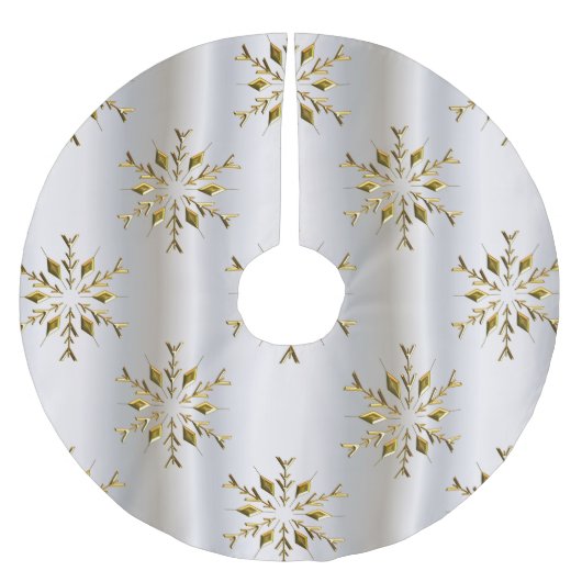 Golden Snowflake Stars op zilver Kerstboom Rok (Voorkant)