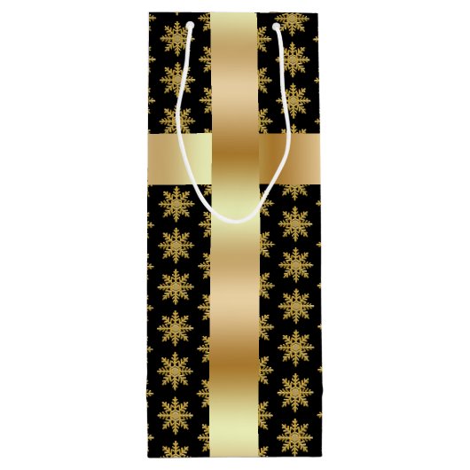 Golden Snowflake Wine Gift Bag Wijn Cadeautas (Achterkant)