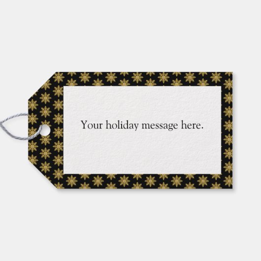 Golden Snowflake Wine Gift Label Cadeaulabel (Achterkant Horizontaal)