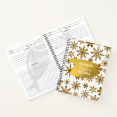 Golden Snowflakes Aangepaste kerstrecept Notitieboek (Binnen)
