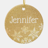 Golden Snowflakes - Aangepaste naam Keramisch Ornament (Voorkant)