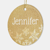 Golden Snowflakes - Aangepaste naam Keramisch Ornament (Links)